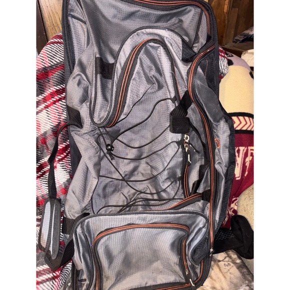 Travel Pro Luggage Rolling Suitcase Black Gray Orange Trim Spinner Wheels